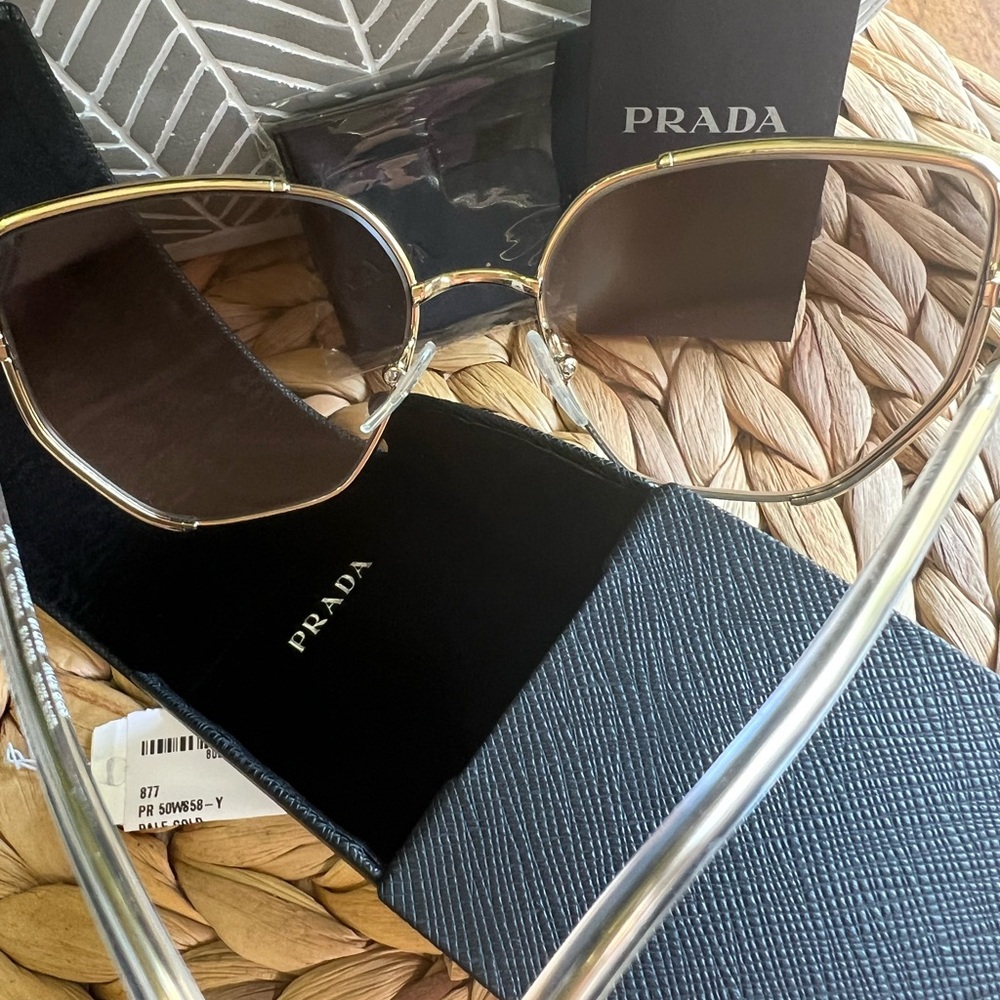 Prada gold frame sunglasses new with tag. - Picture 2 of 8
